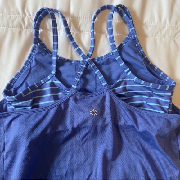 Athleta Girls Purple and Blue Tank Top with Built In Bra Criss-Cross Straps Sz L - Picture 8 of 12